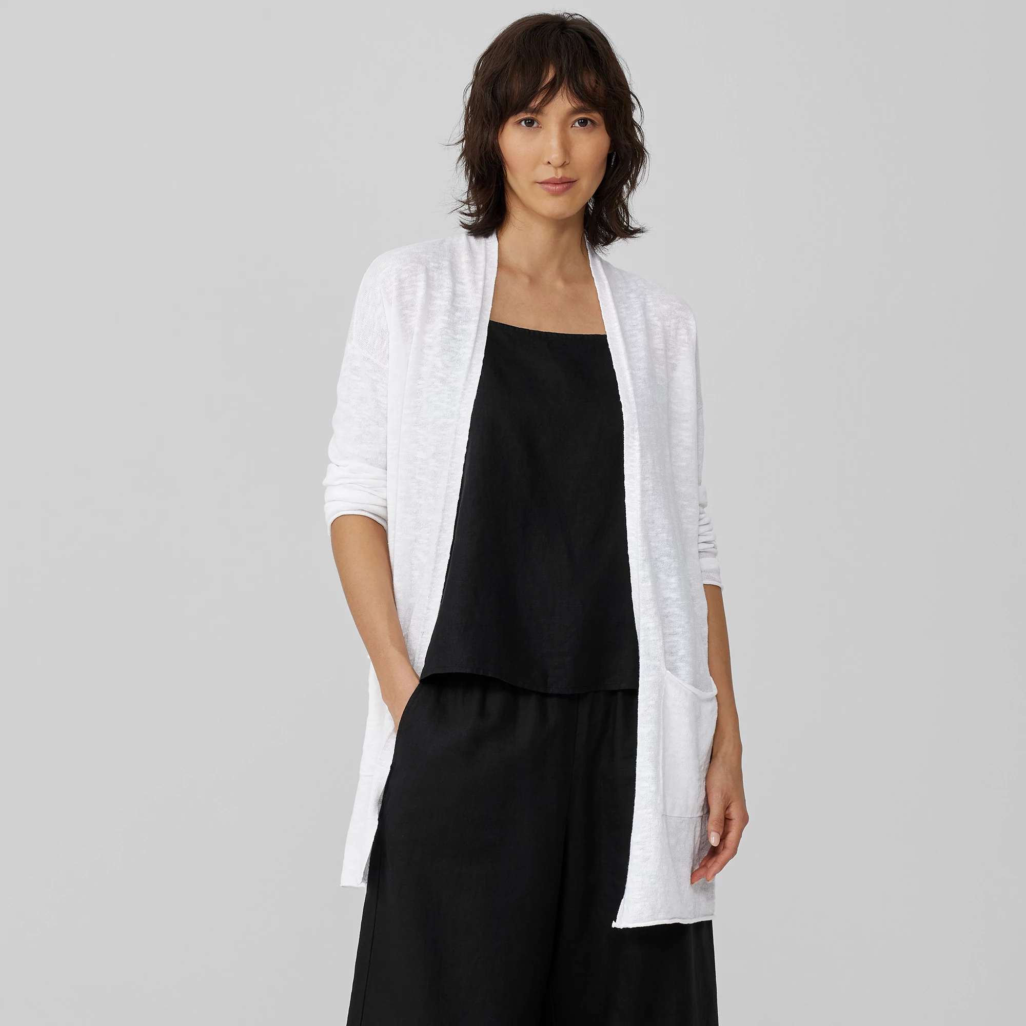 Eileen Fisher Women's Open-Front Cardigan - White - Size L