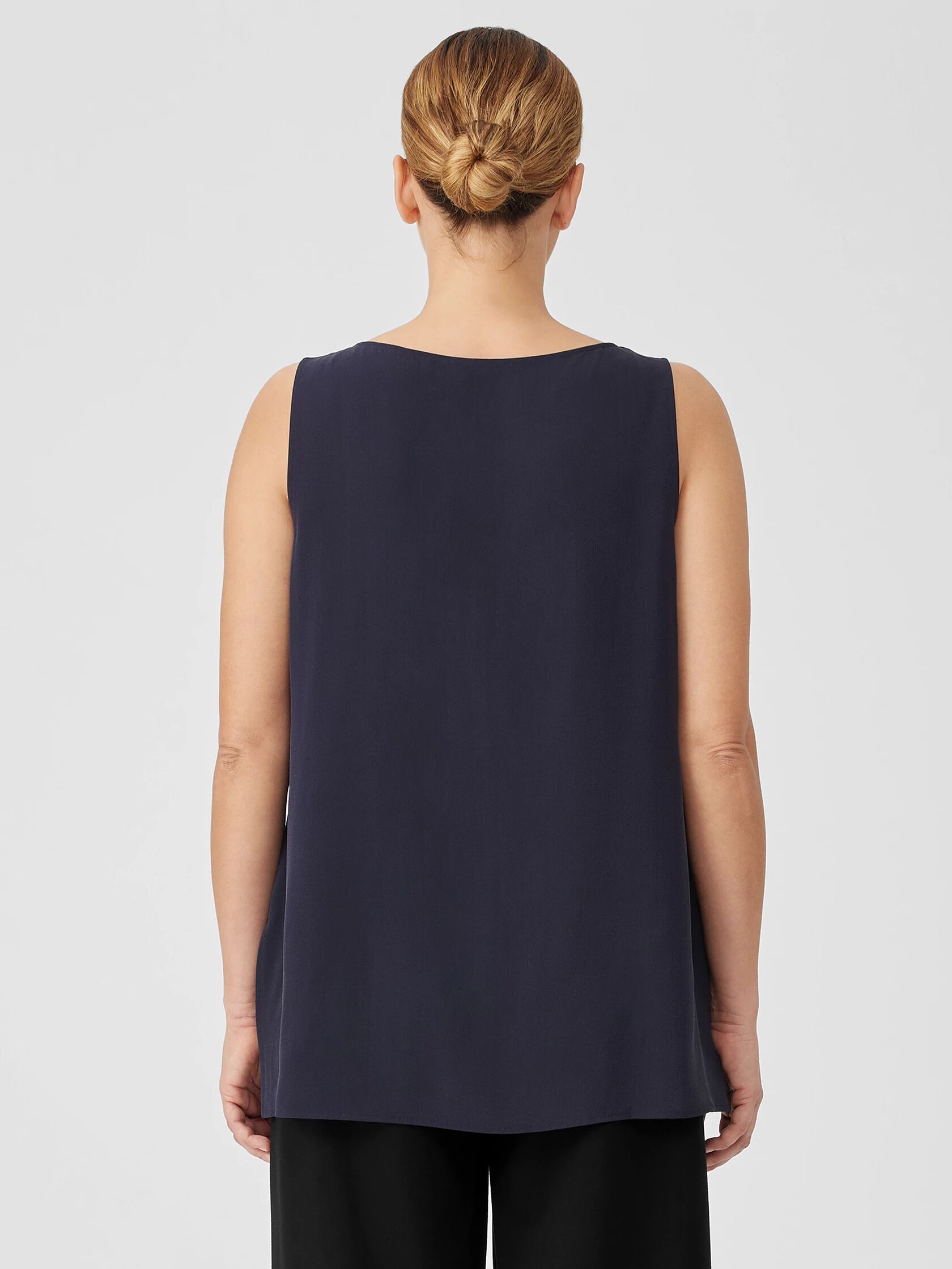 Silk Georgette Crepe Ballet Neck Tank