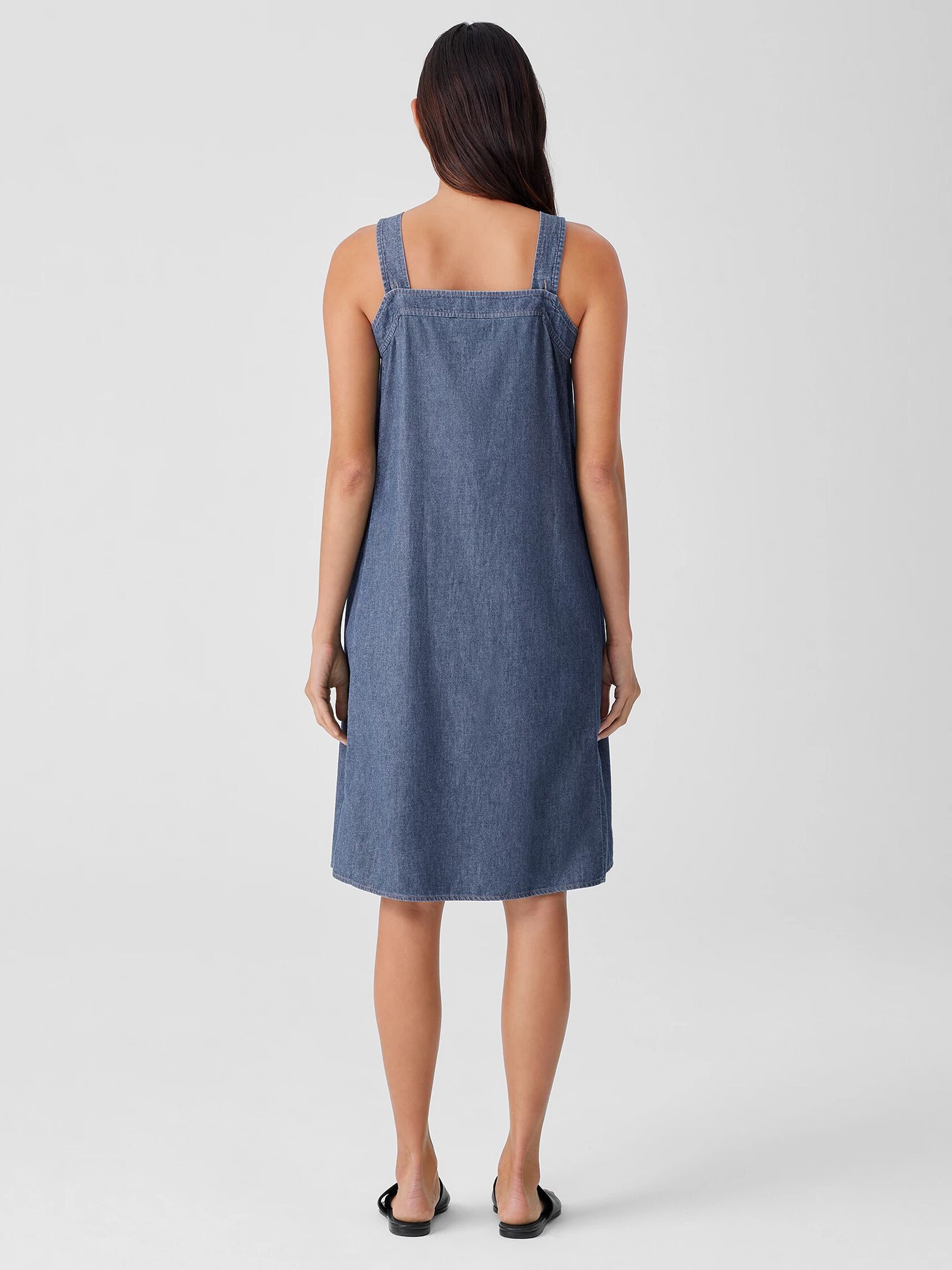 Airy Organic Cotton Twill Square Neck Dress