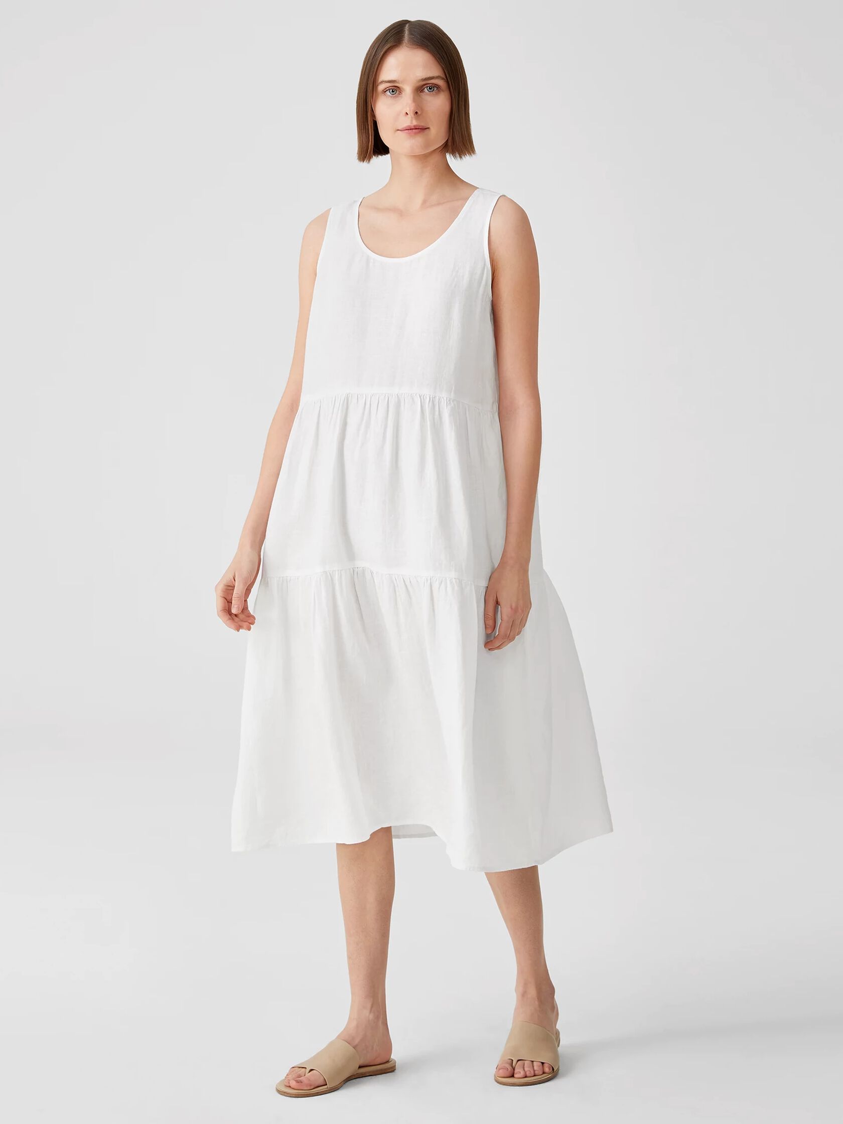 Organic Handkerchief Linen Tiered Dress