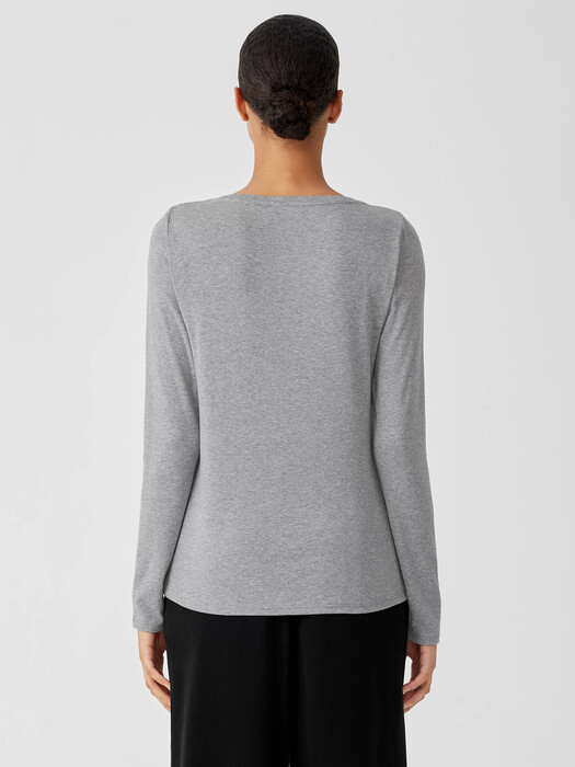 Pima Cotton Blend Scoop Neck Top