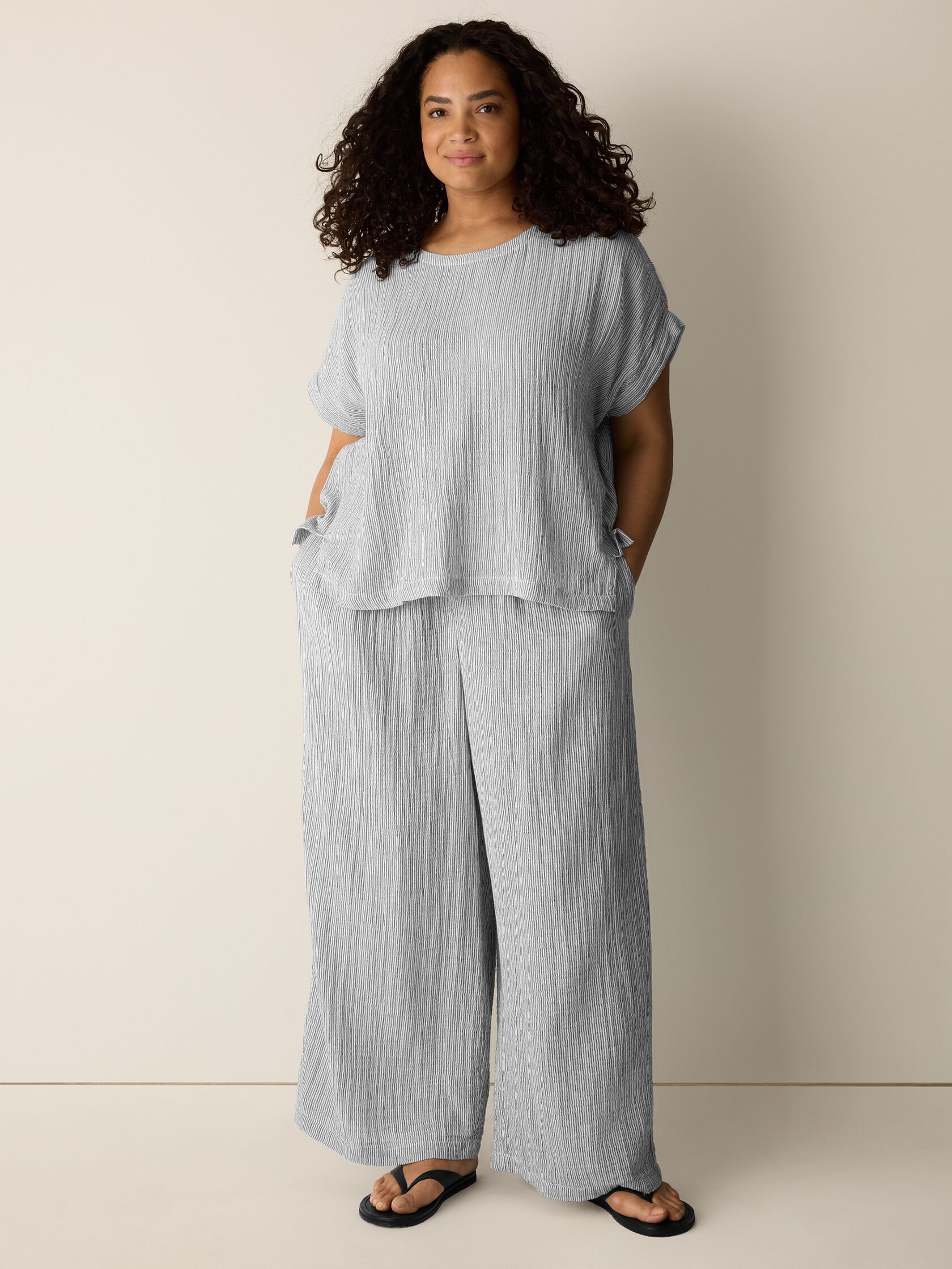 Striped Organic Cotton Gauze Square Top