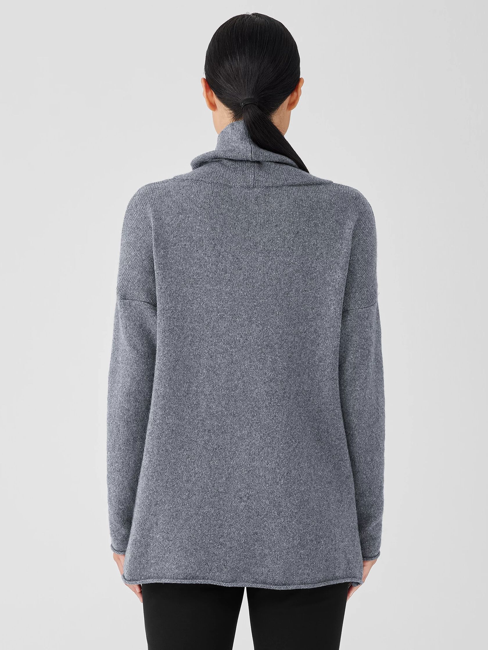 Cotton and Recycled Cashmere Turtleneck Long Top