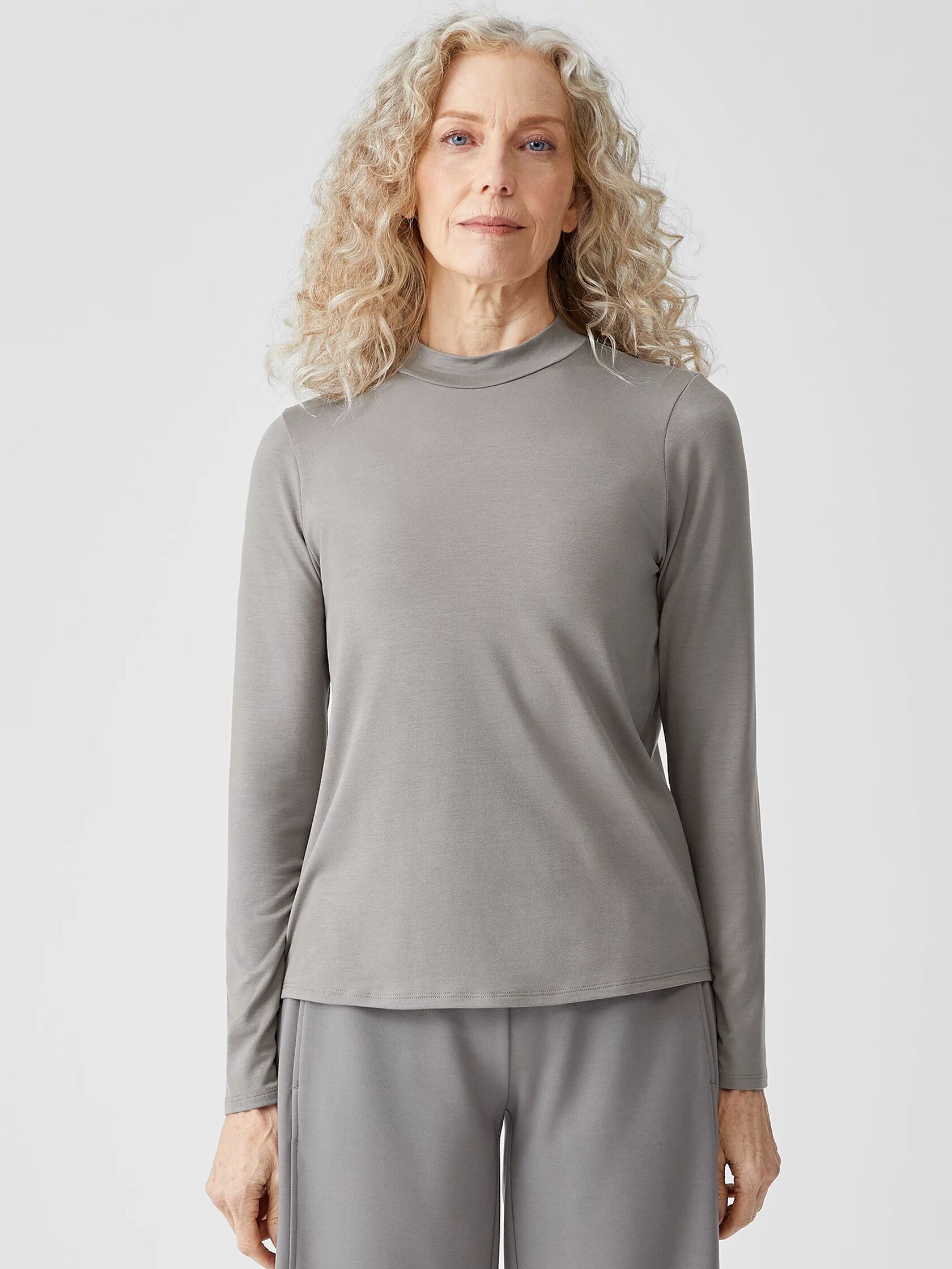Fine Jersey Mock Neck Top