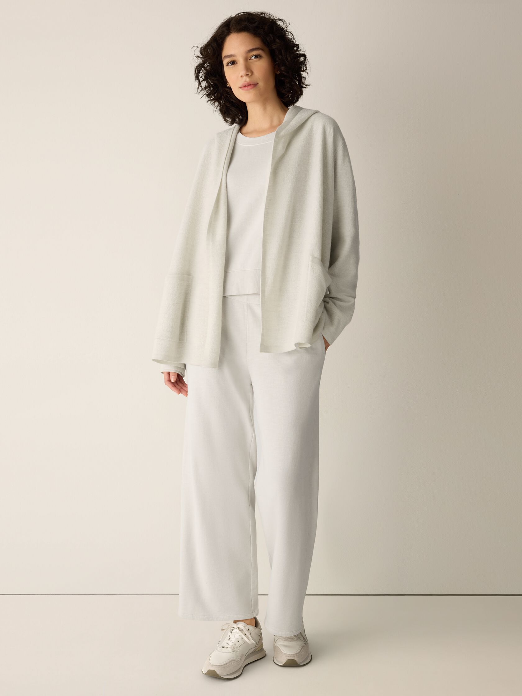 Fine Felted Wool Hooded Cardigan in Regenerative Wool