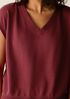 Garment-Dyed Organic Cotton Terry V-Neck Top