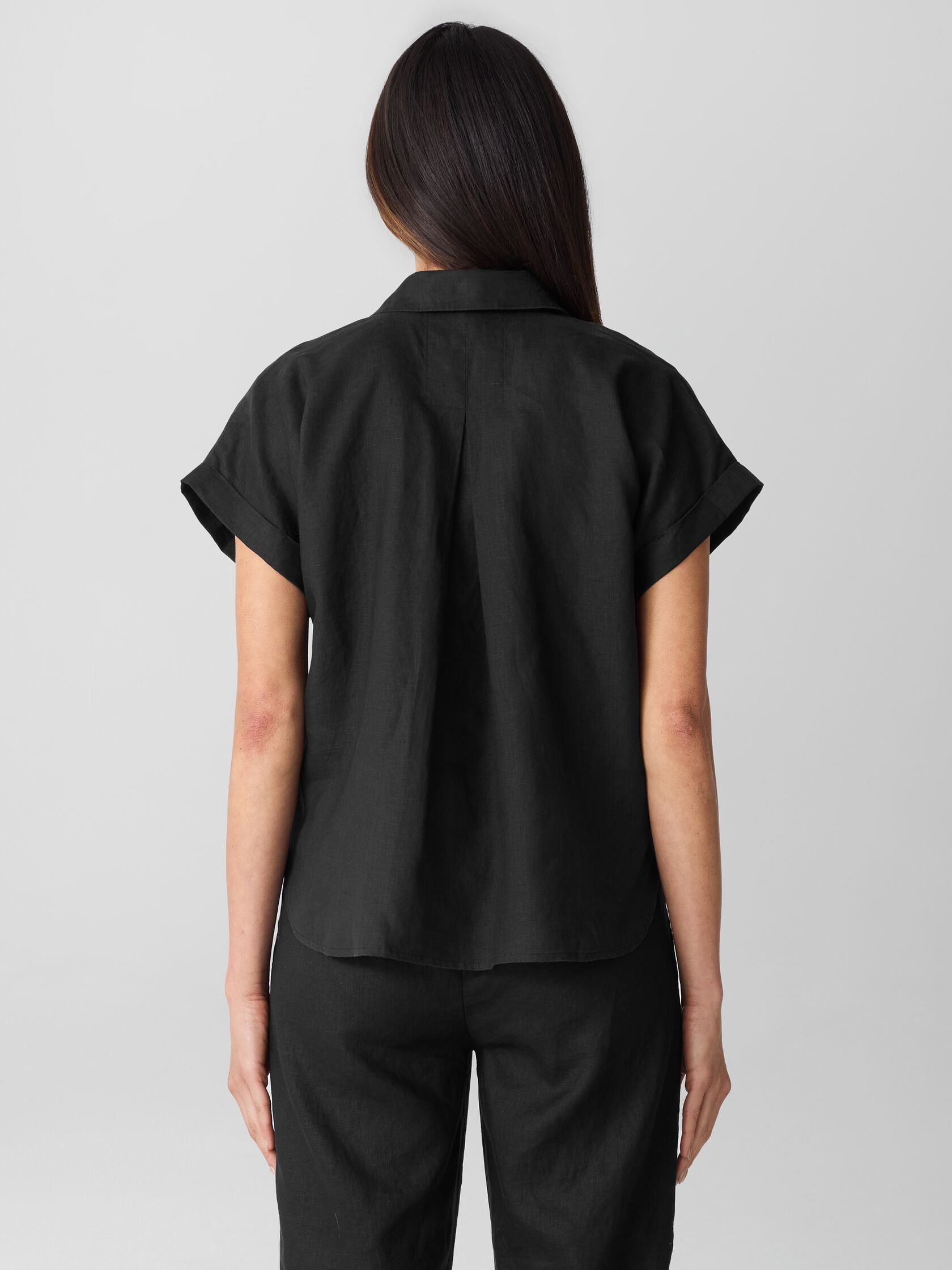 Organic Handkerchief Linen Notch Collar Top