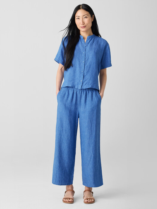 Washed Organic Linen Délavé Wide-Leg Pant