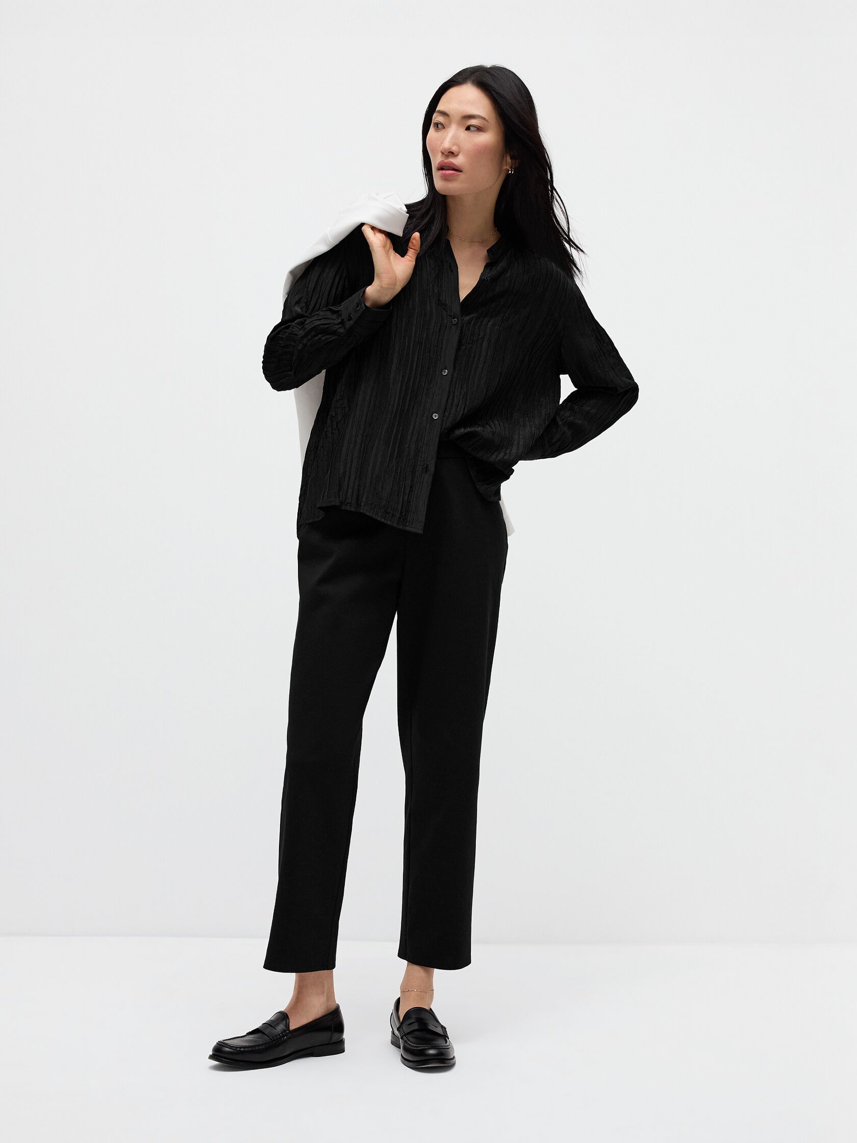 Cotton Blend Ponte Straight Pant