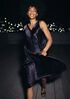 Textured Satin V-Neck Dress