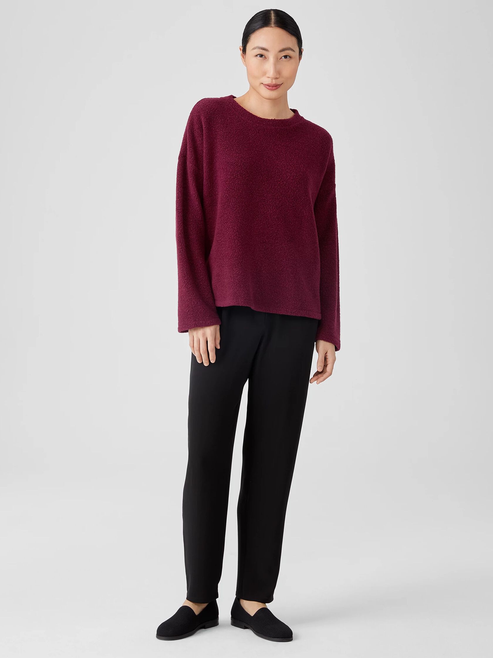 Boucle Wool Knit Crew Neck Box-Top