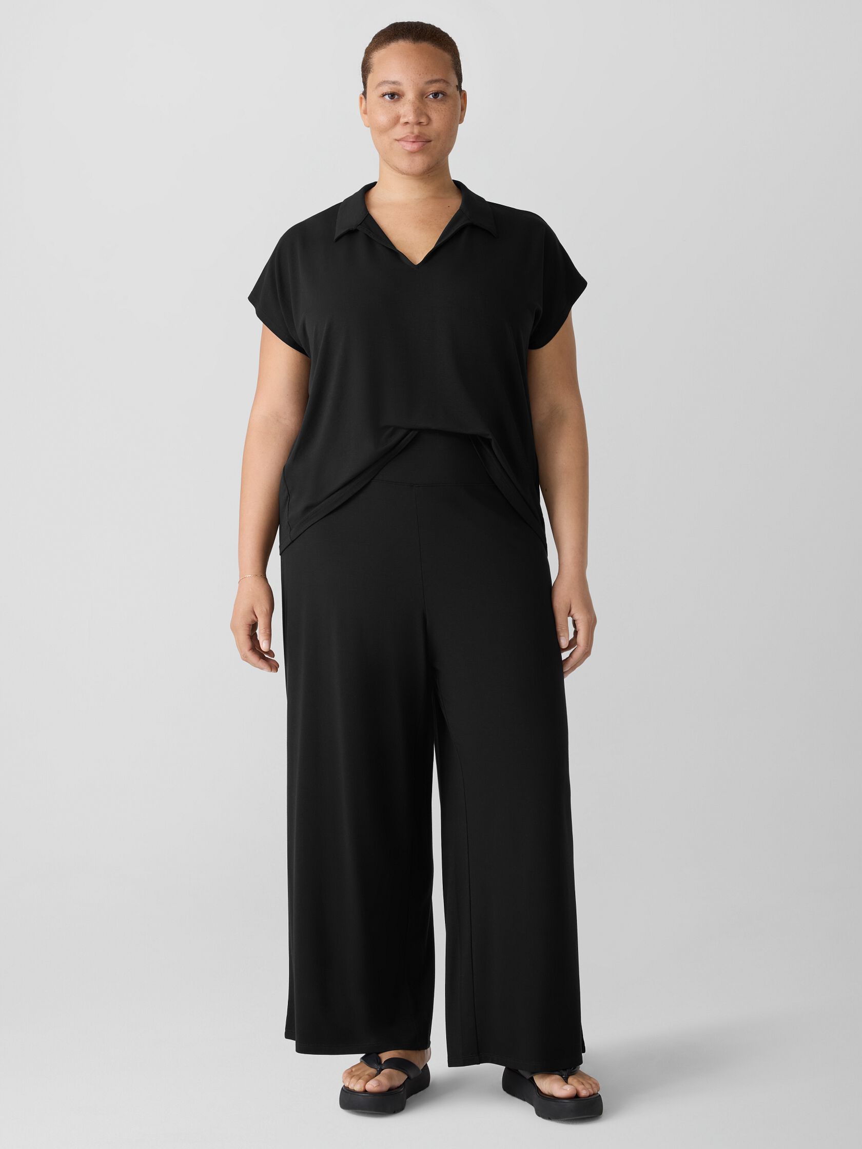 Stretch Jersey Knit Wide-Leg Pant