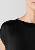Striated Silk Satin Bateau Neck Top