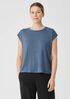 Organic Linen Jersey Shirred-Back Top