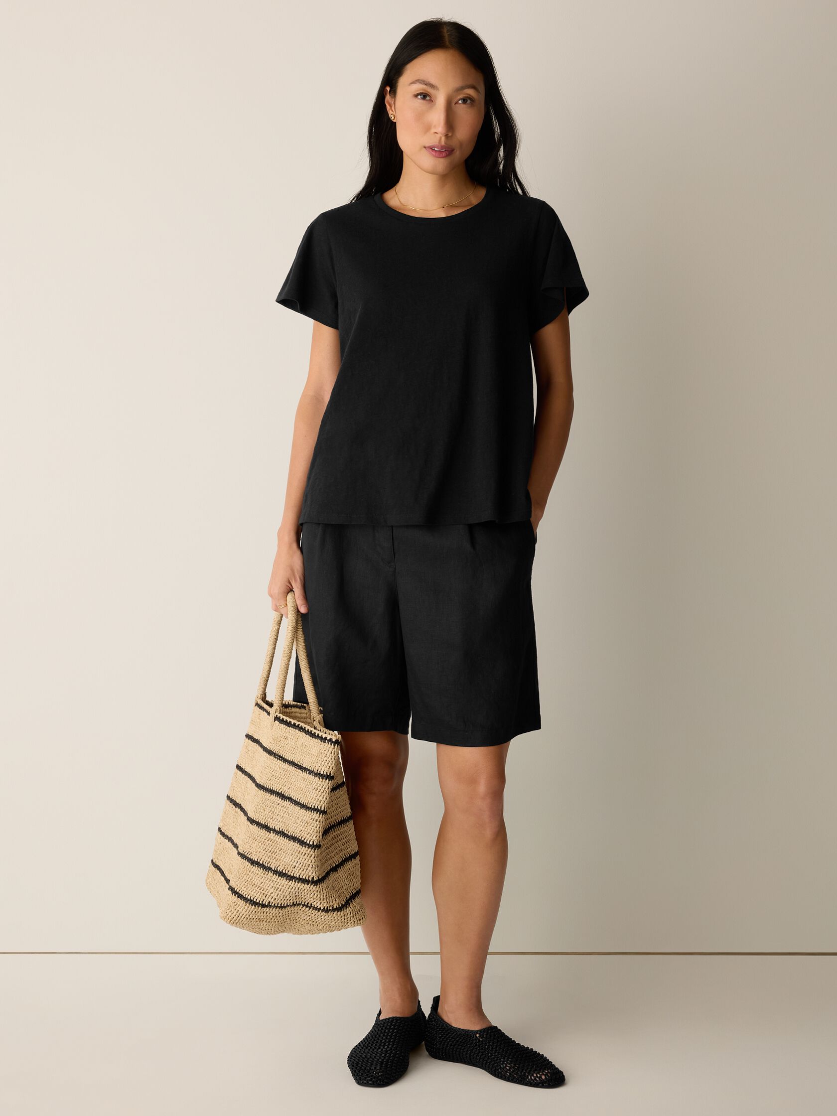 Organic Cotton Slubby Jersey Crew Neck Tee