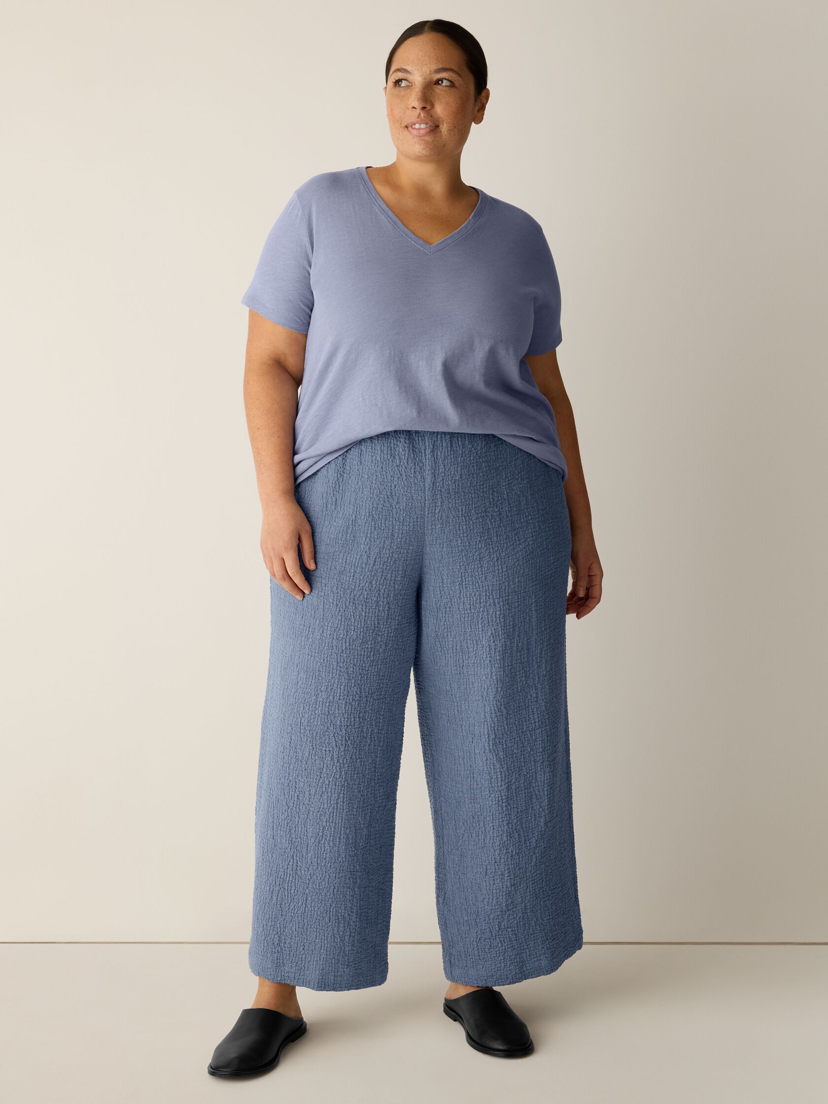Organic Cotton Doubleweave Wide-Leg Pant