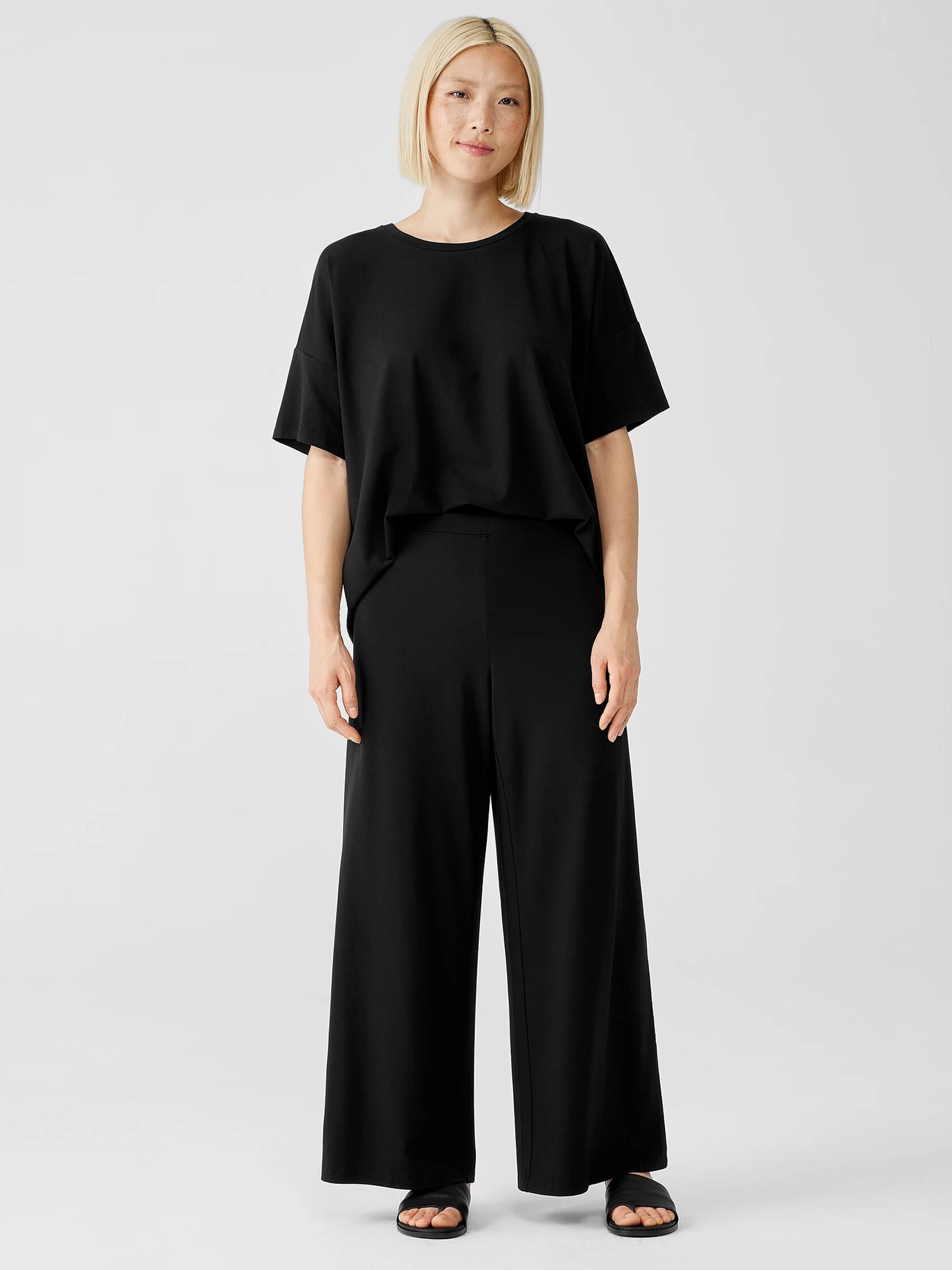 Stretch Jersey Knit Wide-Leg Pant