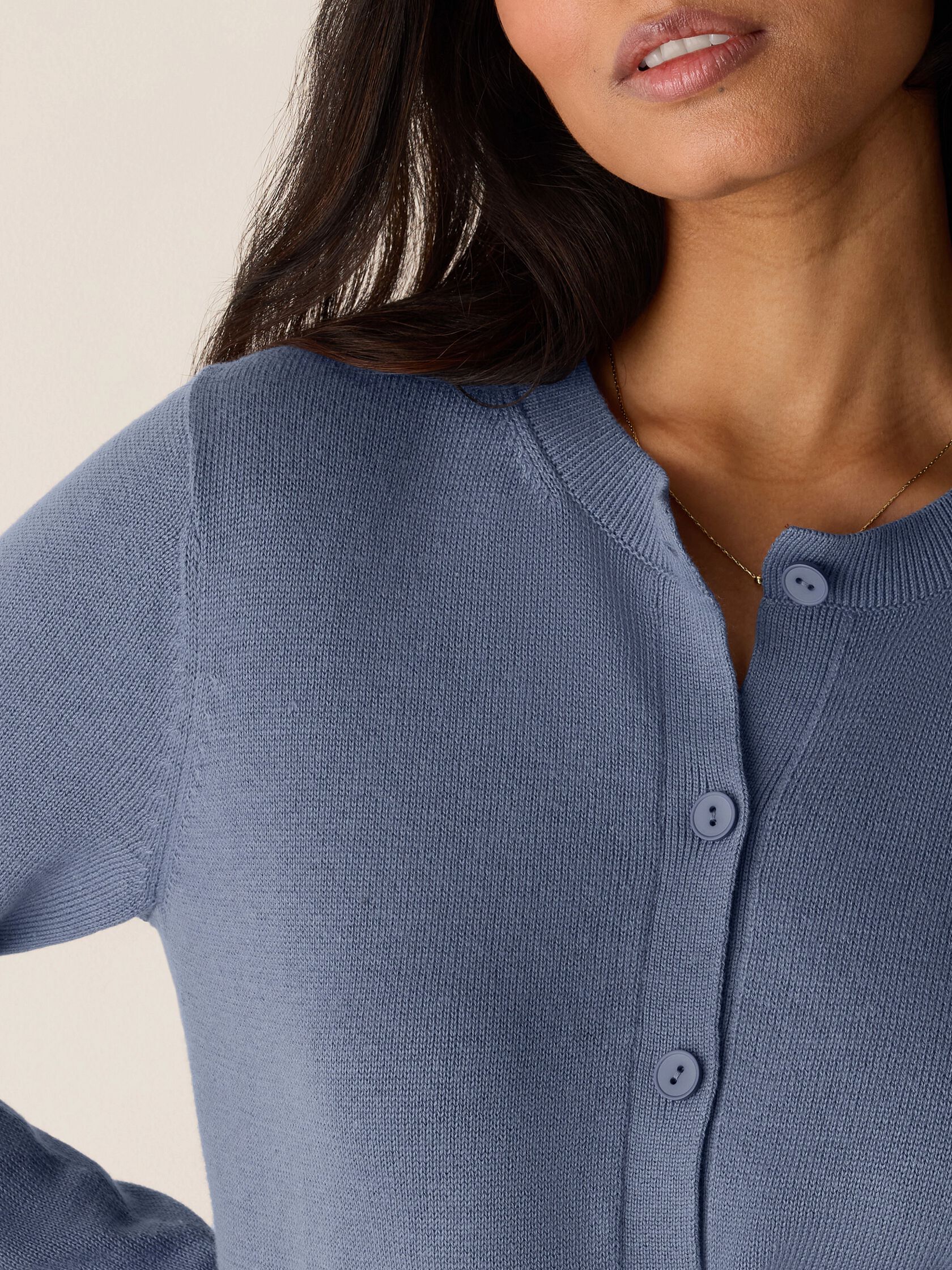 Peruvian Cotton Blend Crew Neck Cardigan