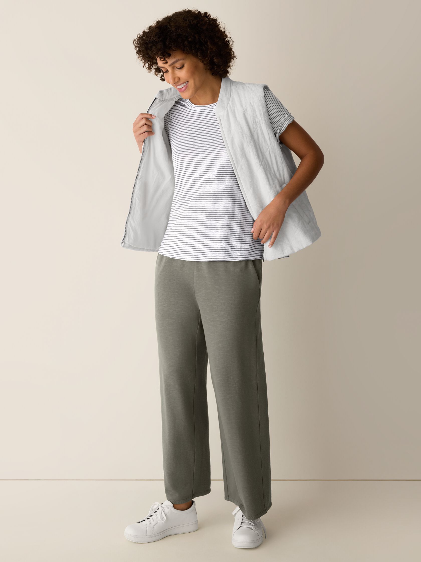 Striped Organic Linen Jersey Crew Neck Tee