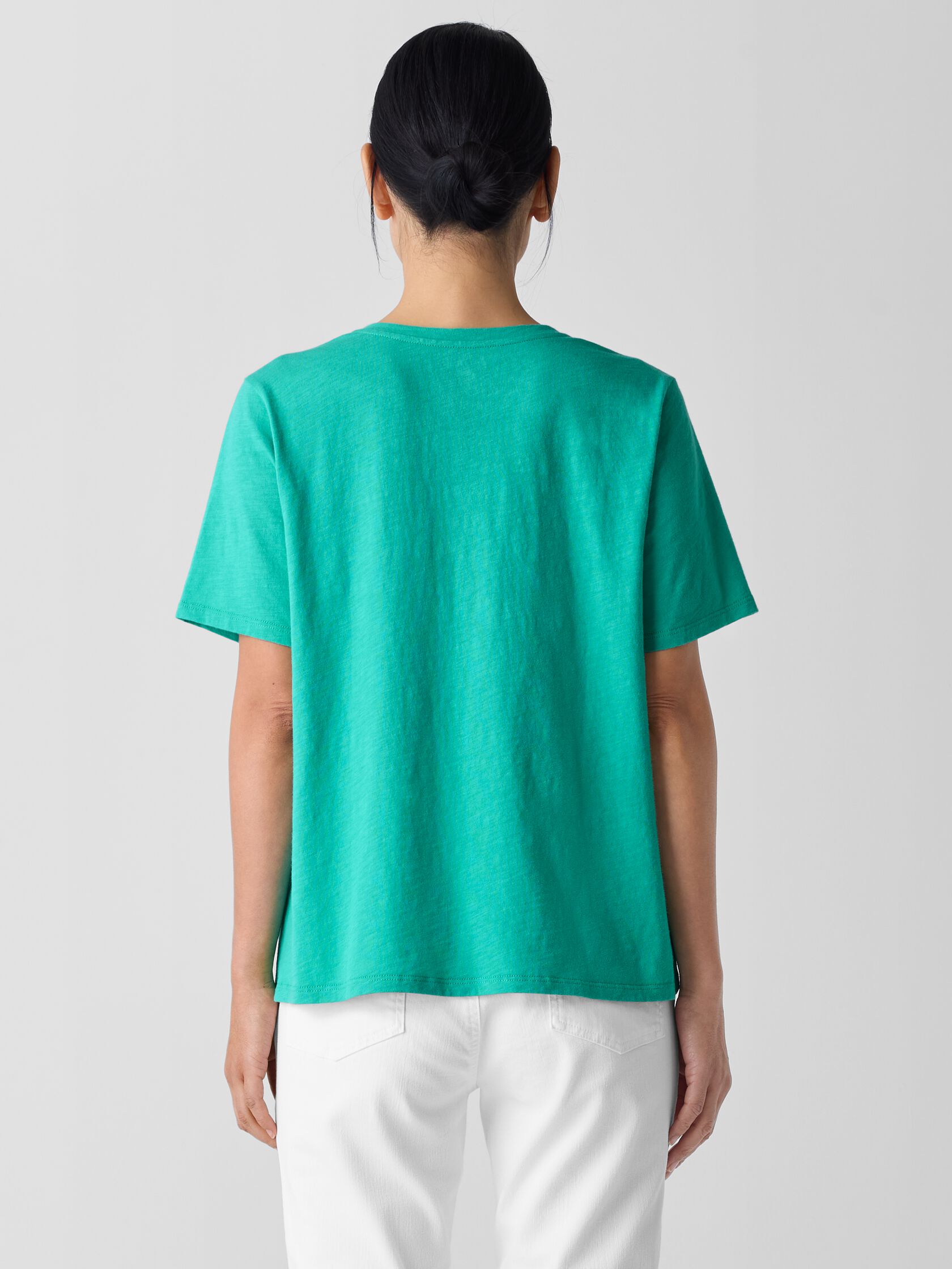 Organic Cotton Slubby Jersey V-Neck Tee