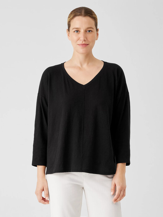 Organic Cotton Slub V-Neck Top