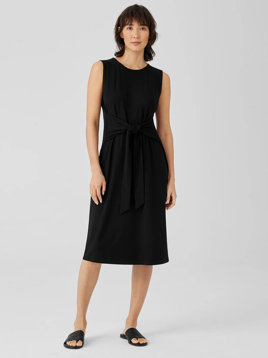 Stretch Jersey Knit Tie-Front Dress | EILEEN FISHER Stretch Jersey Knit Tie-Front Dress | EILEEN FISHER