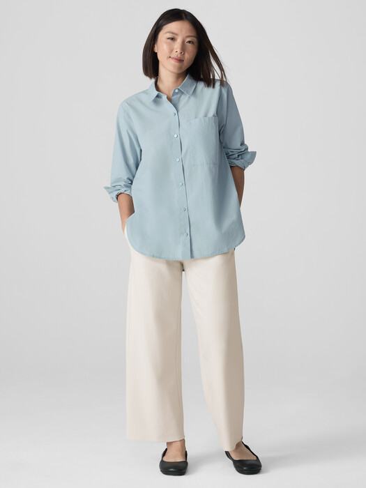 Washed Organic Cotton Poplin Classic Collar Long Shirt