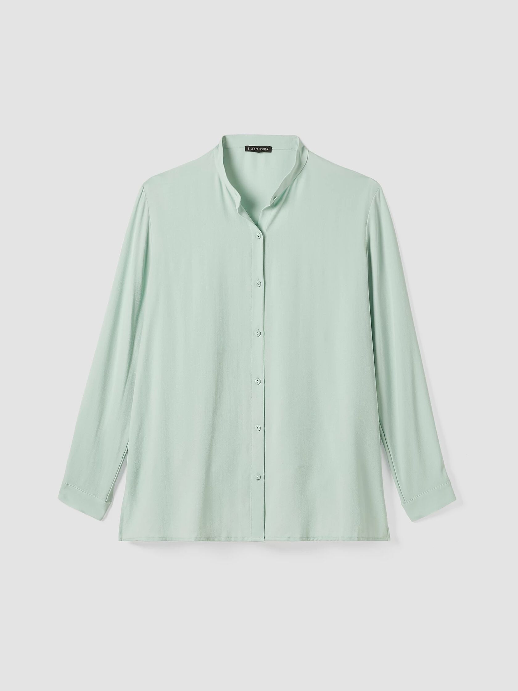 Silk Georgette Crepe Mandarin Collar Shirt