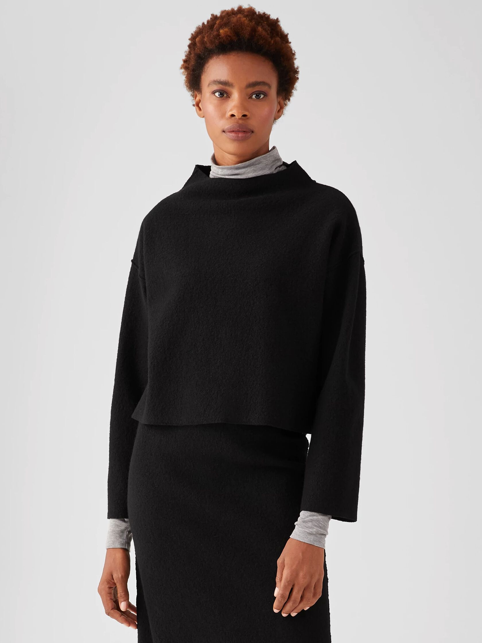 Lightweight Boiled Wool Boxy Top in Responsible Wool