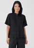 Organic Handkerchief Linen Band Collar Short-Sleeve Shirt