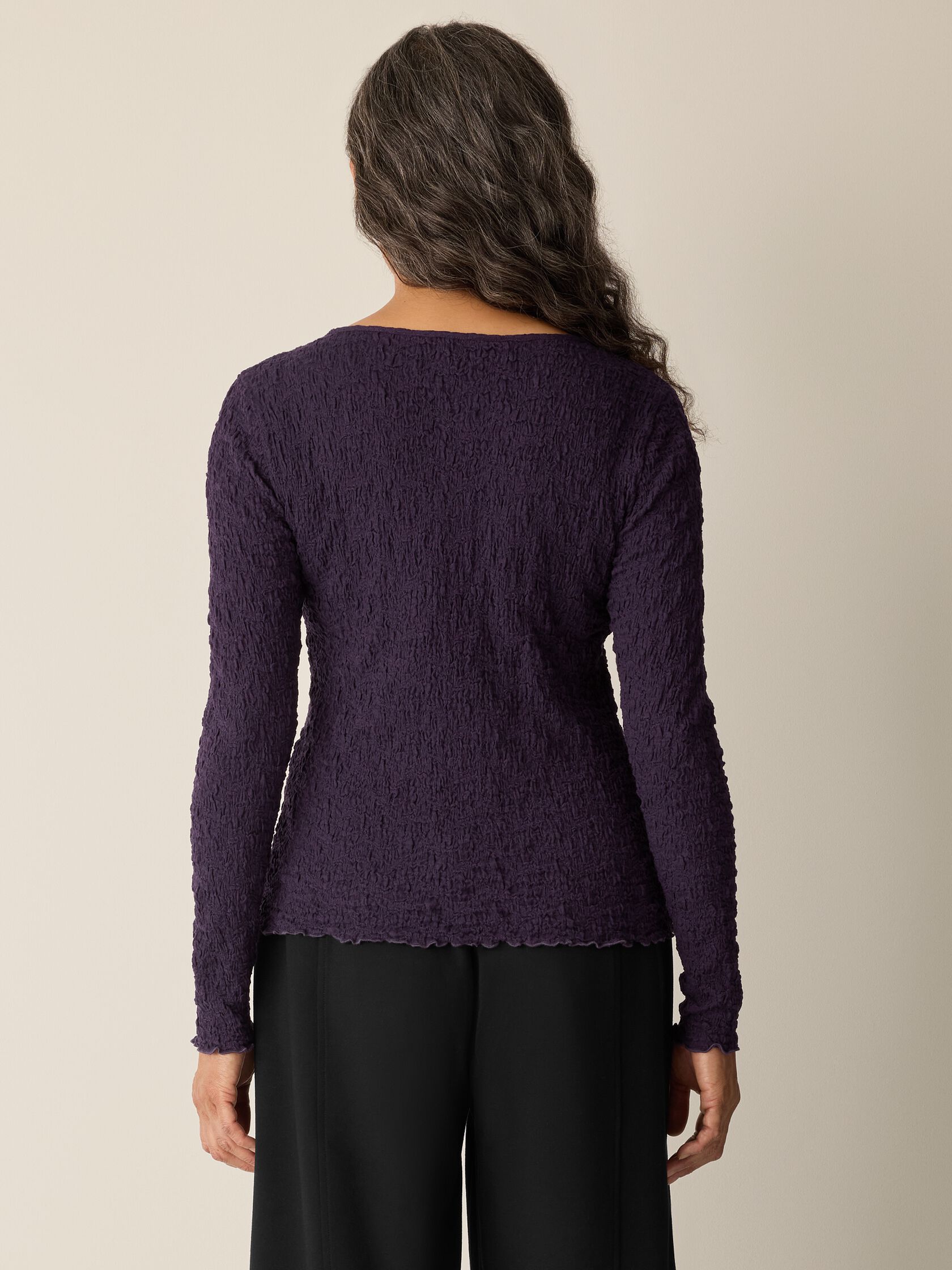 Bubble Jacquard Round Neck Top