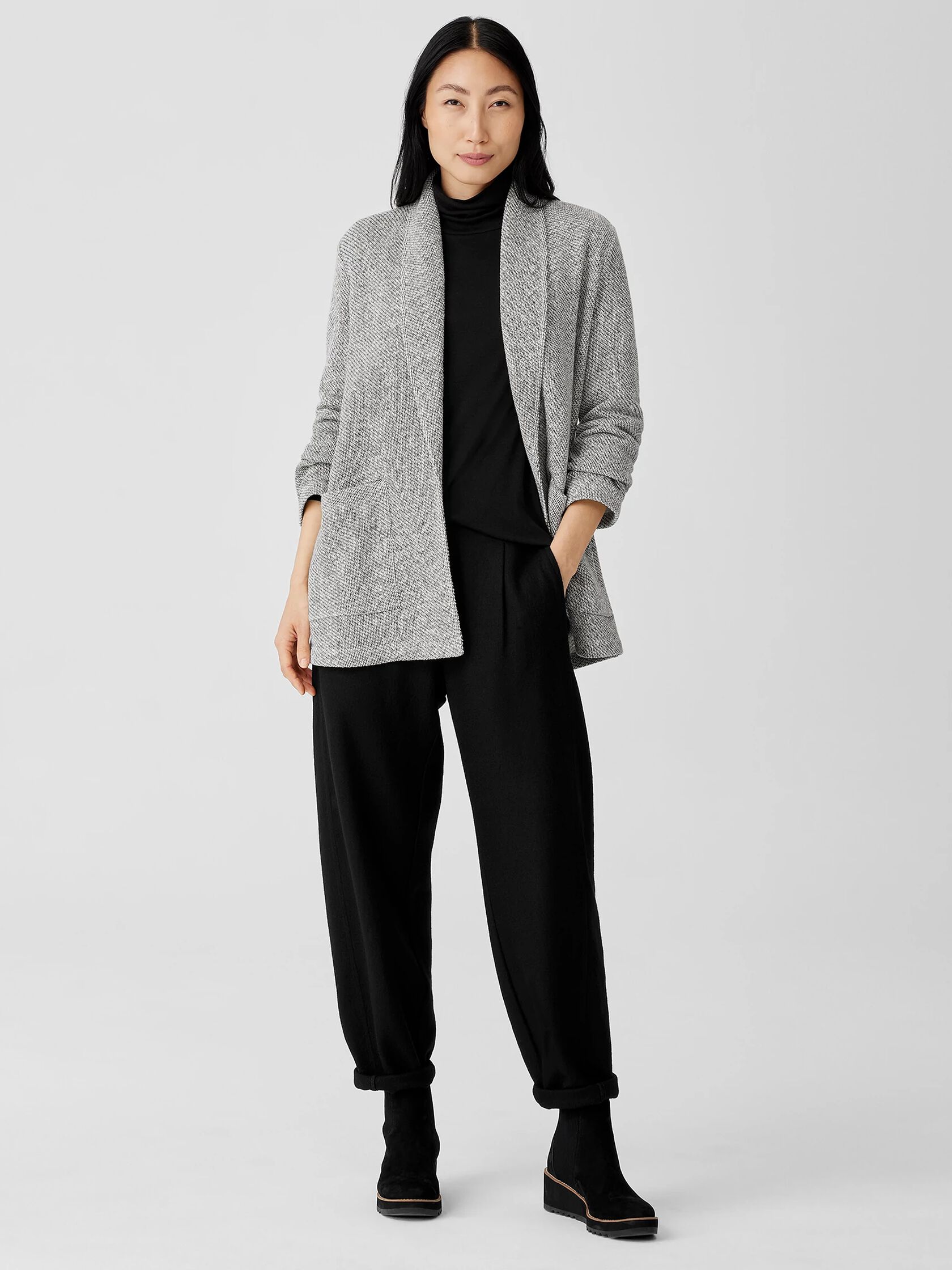Organic Cotton Terry Shawl Collar Jacket