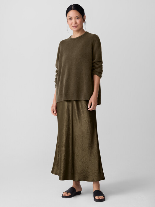 Cashmere Silk Boucle Bliss Crew Neck Long Top