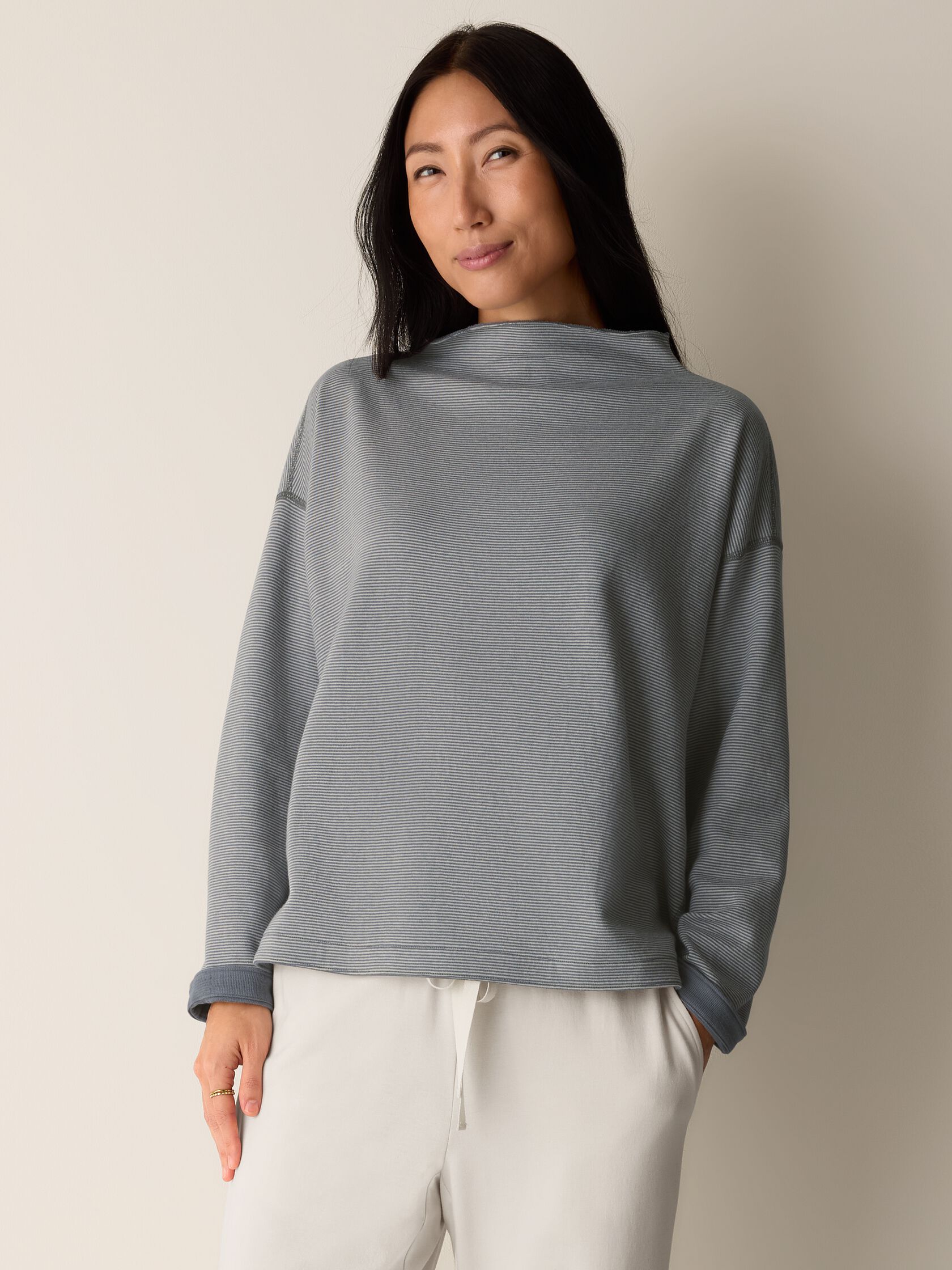 Doubleknit Organic Cotton Stripe Reversible Top