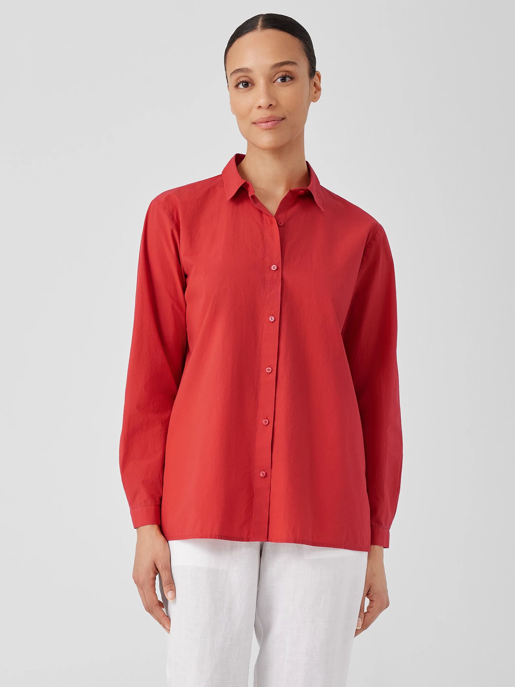 Washed Organic Cotton Poplin Classic Collar Shirt