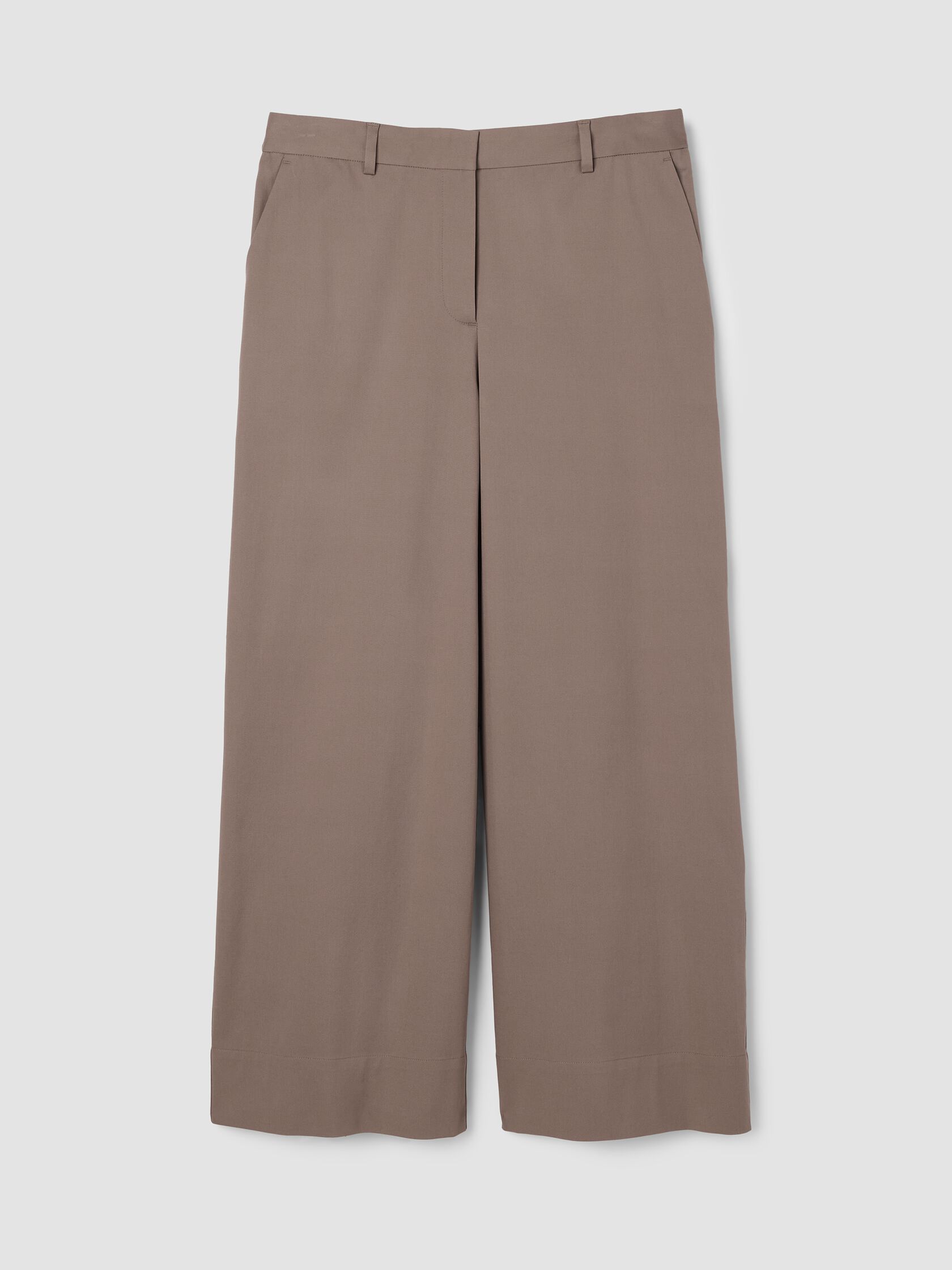 Stretch Cotton Twill Wide-Leg Trouser Pant