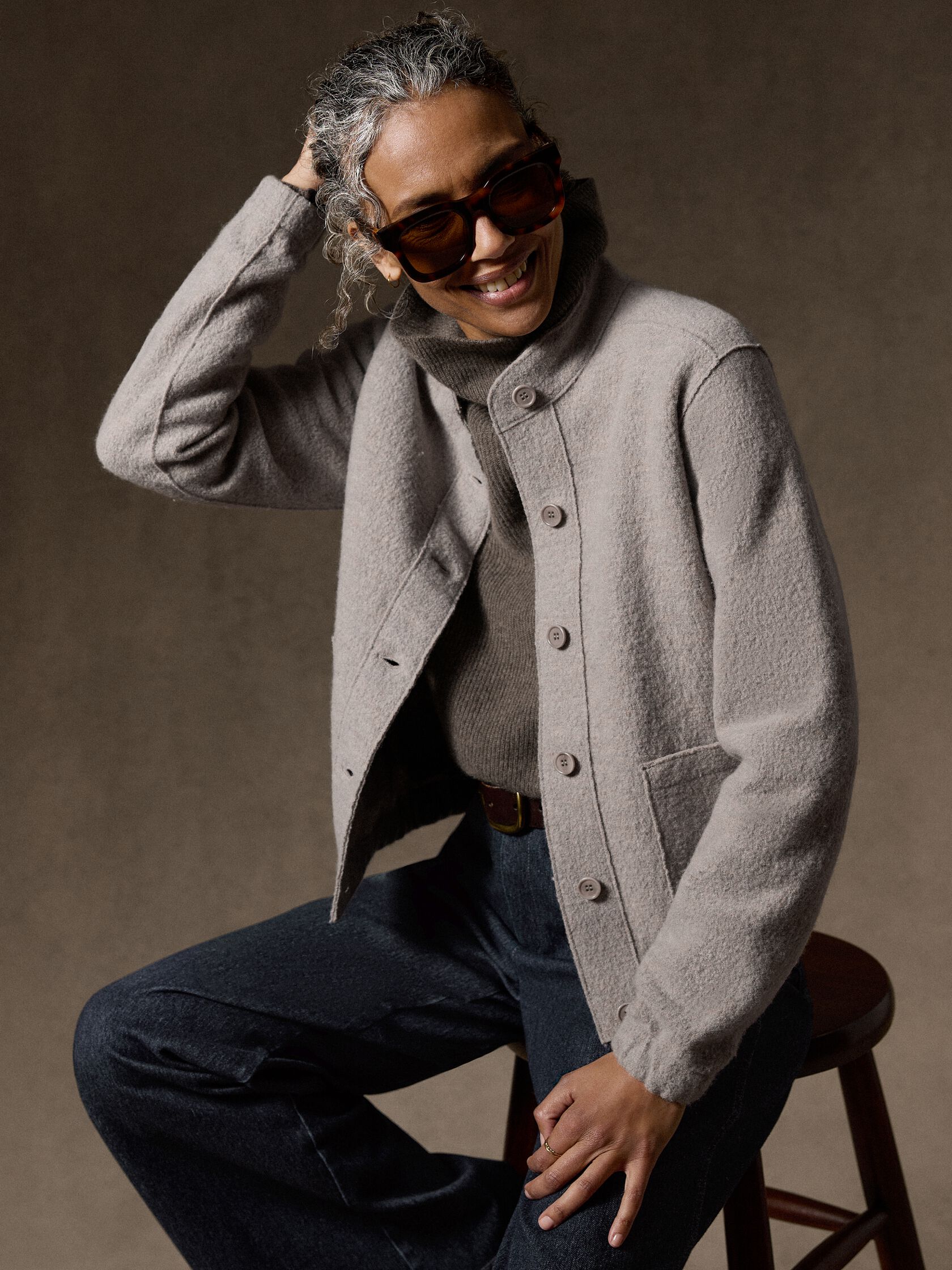 Lightweight Boiled Wool Flight Jacket in Regenerative Wool