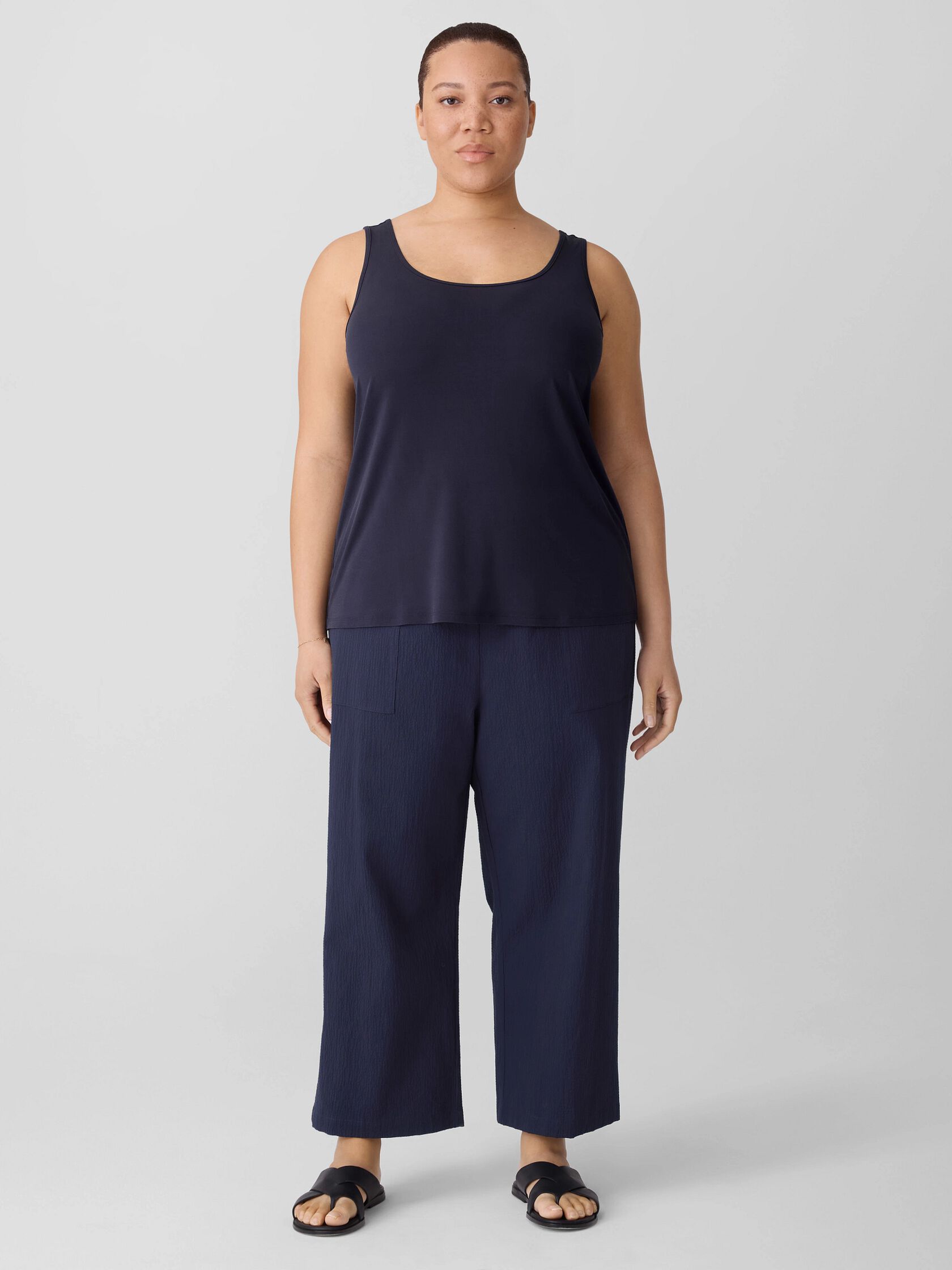Stretch Silk Jersey Scoop Neck Tank