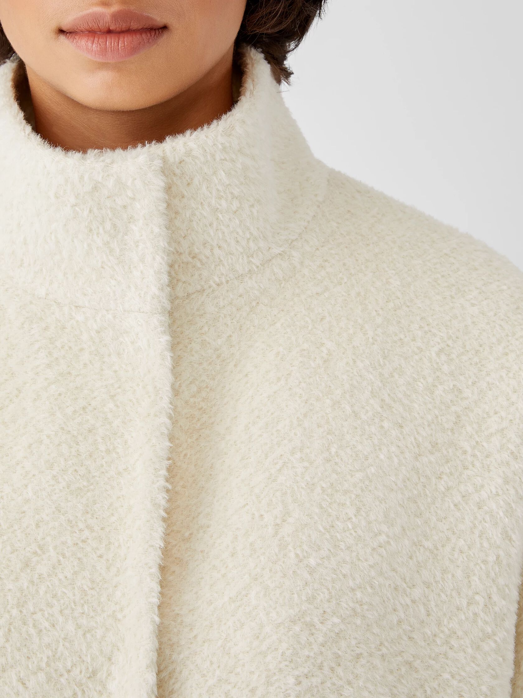 Sheared Suri Alpaca Stand Collar Coat | EILEEN FISHER