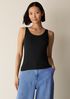Sheer Cotton Blend Knit Scoop Neck Tank
