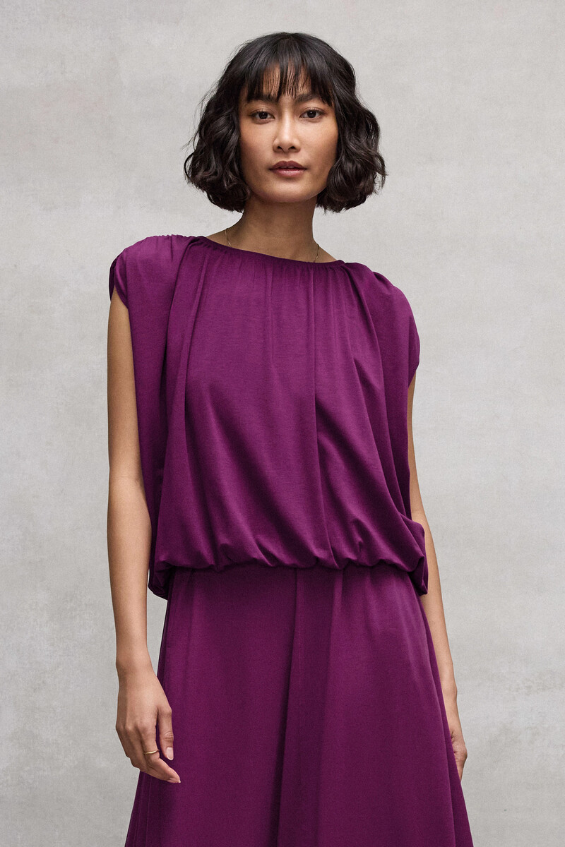 eileen fisher dresses Eileen Fisher Silk Round Neck Tiered Dress