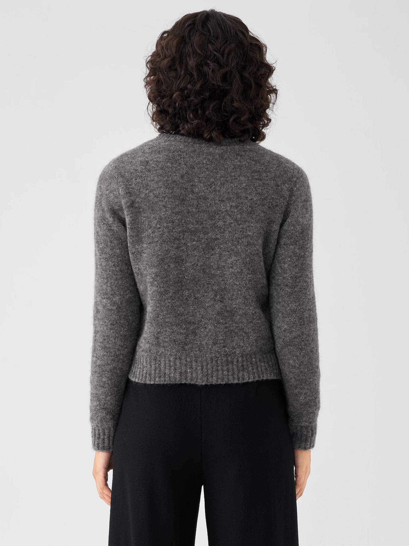 Mohair Plush Mélange Crew Neck Cardigan