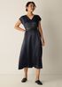 Textured Satin V-Neck Dress