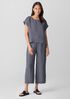 Puckered Organic Linen Ballet Neck Top