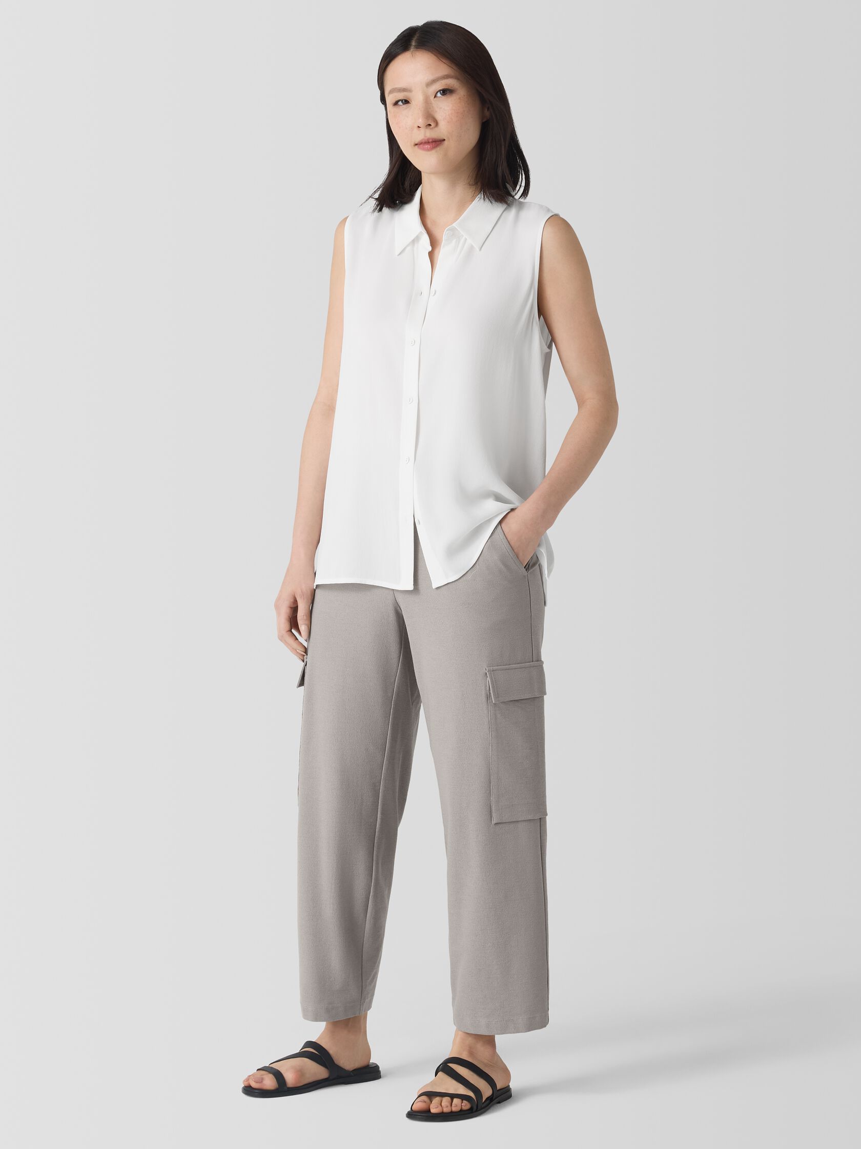 Washable Stretch Crepe Cargo Pant
