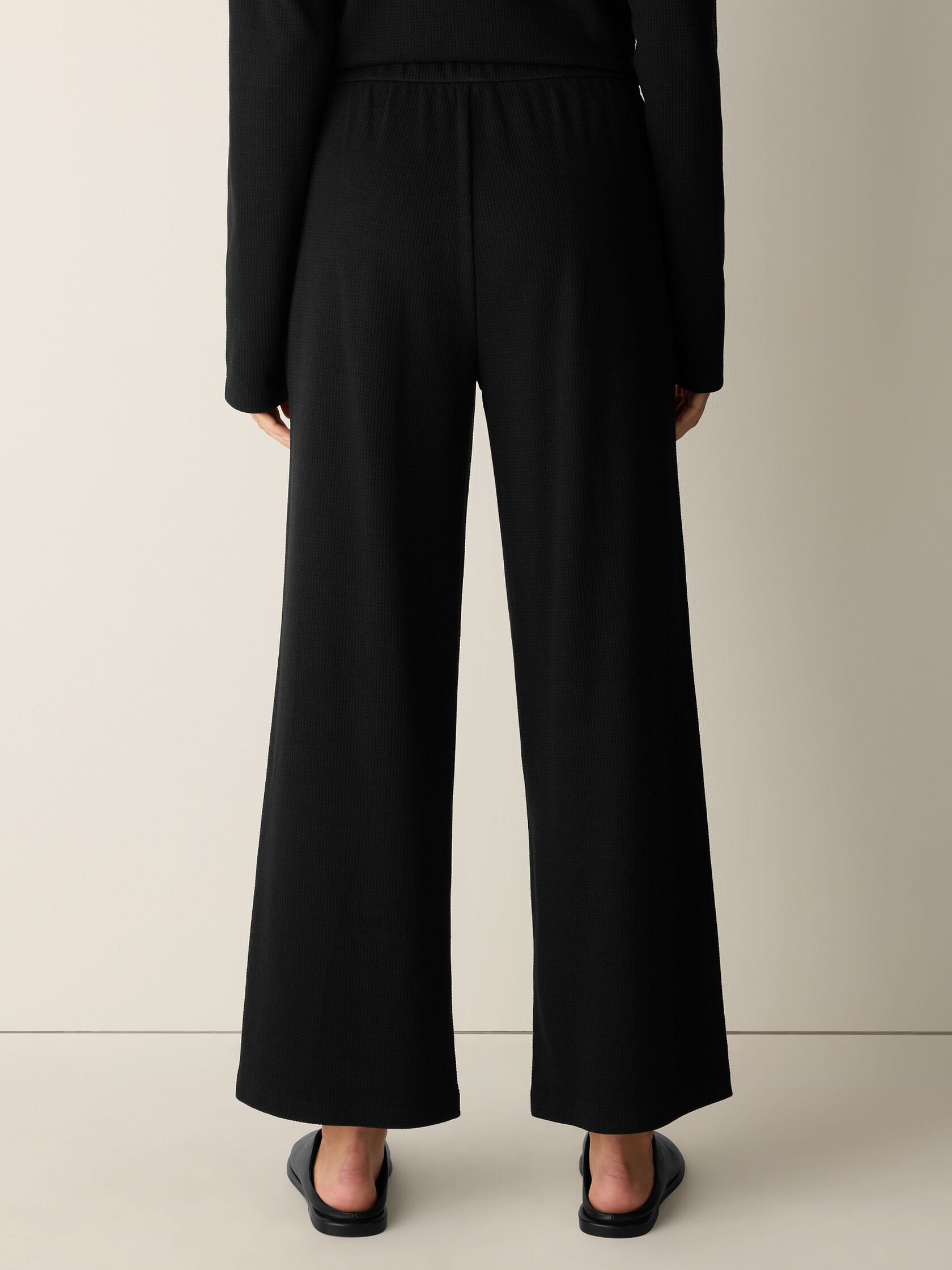 Waffle Cotton Blend Doubleknit Wide-Leg Pant