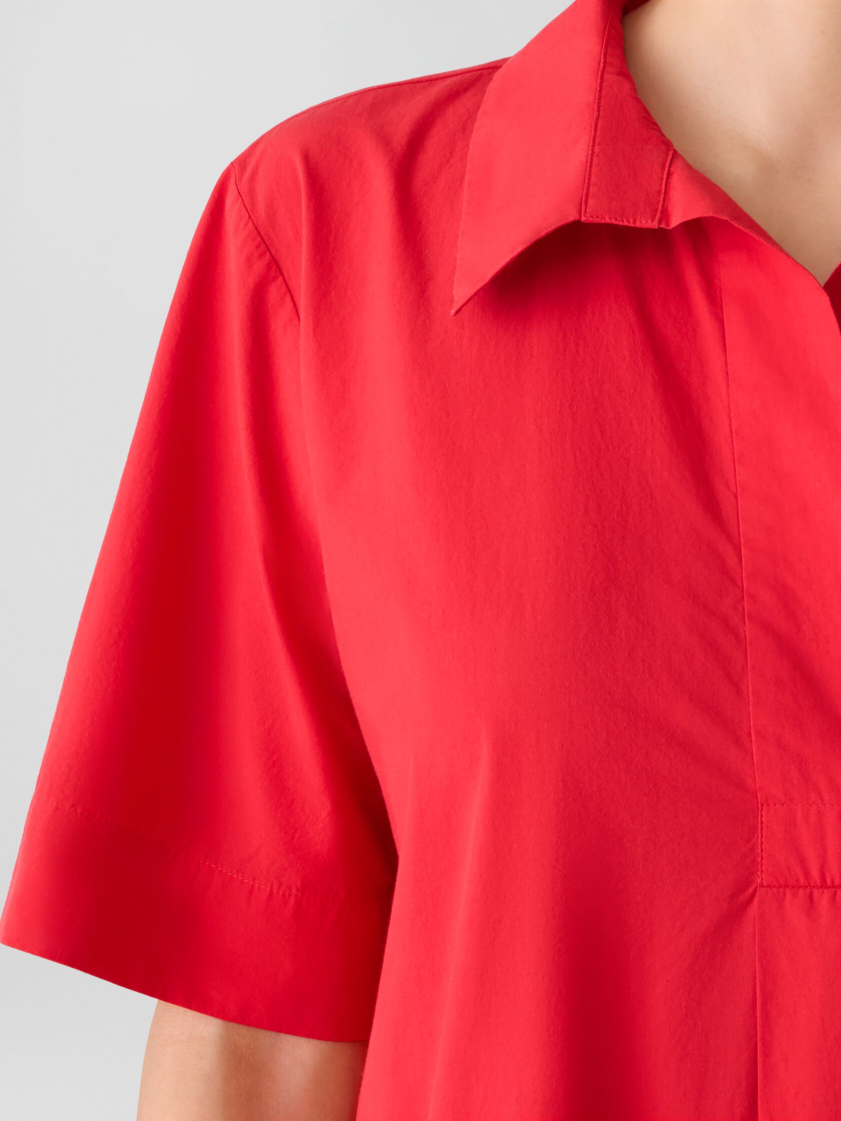 Washed Organic Cotton Poplin Split Neck Dress
