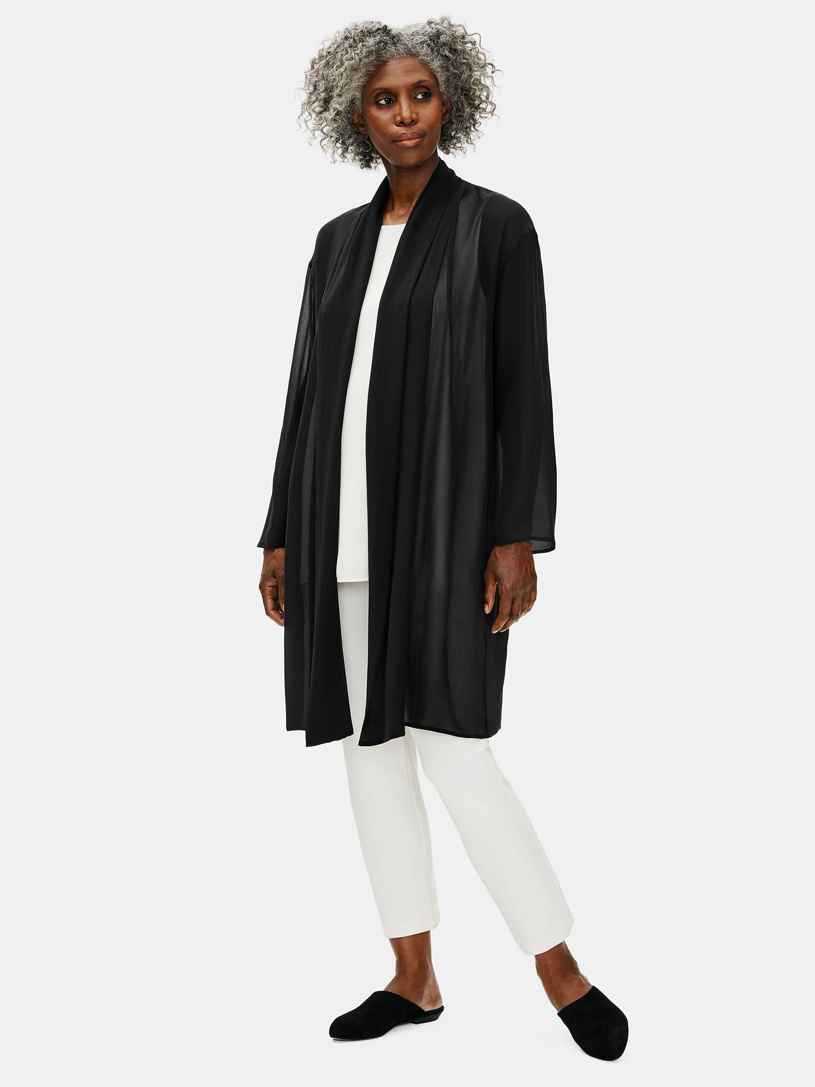 Sheer Silk Georgette High Collar Jacket