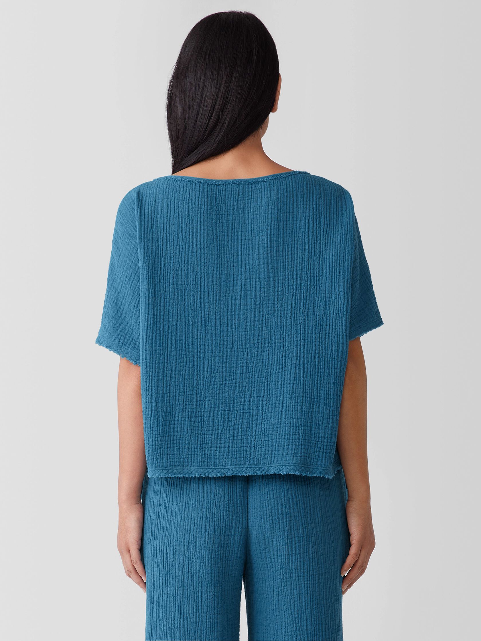 Organic Cotton Lofty Gauze Bateau Neck Top | EILEEN FISHER