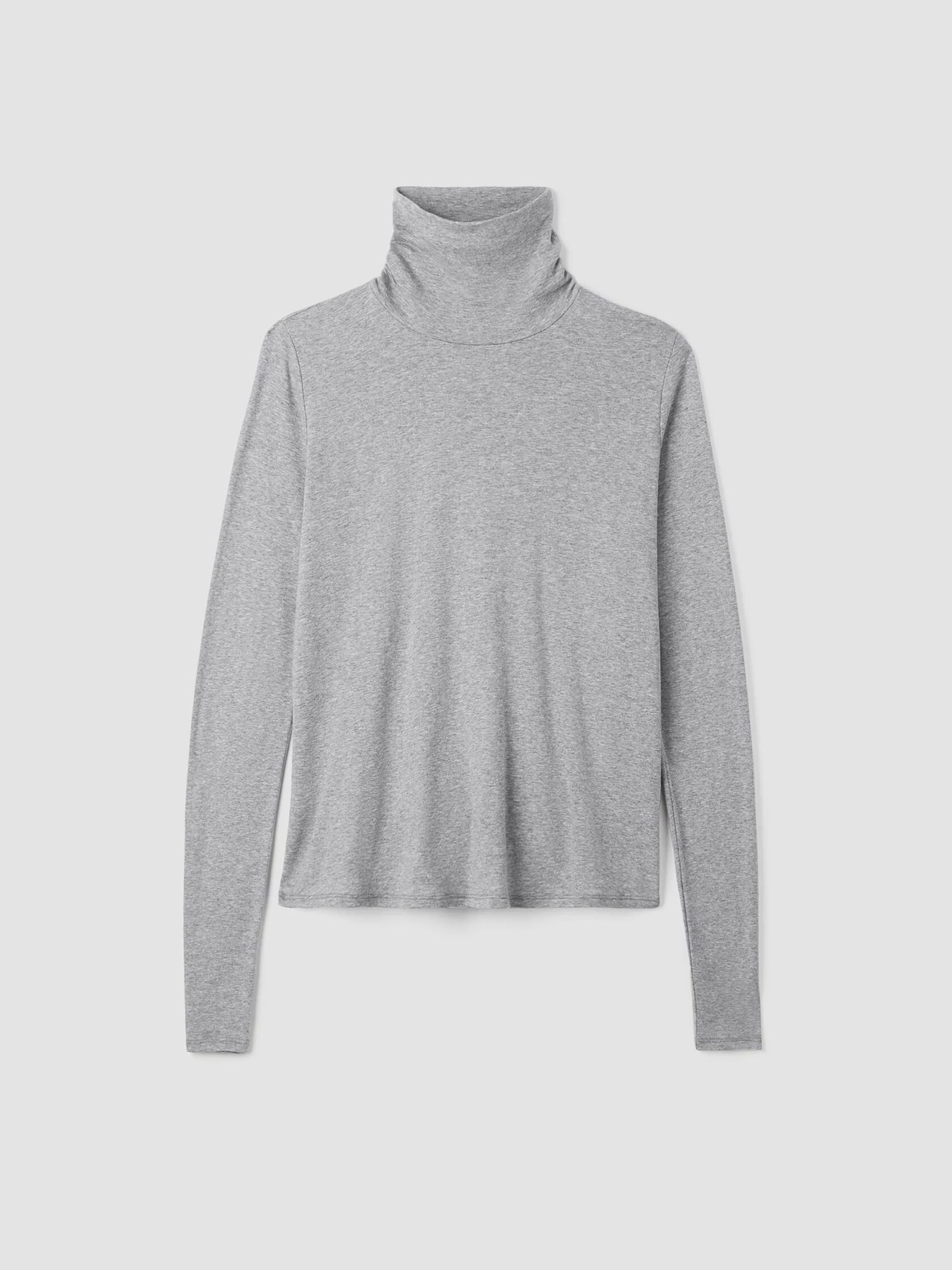Pima Cotton Blend Turtleneck Top